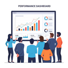 Obraz premium Business Team Analyzing Performance Dashboard with Charts and Graphs