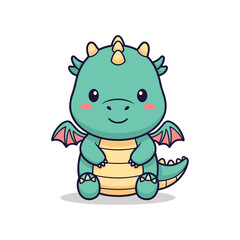 Obraz premium Adorable Cartoon Dragon Illustration