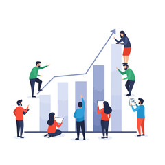Fototapeta premium Teamwork to Achieve Business Growth: People Building Upward Trend Graph