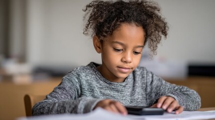 Young learner using smartphone displaying AIdriven study app focused on interactive quiz questions with a blurred background emphasizing convenience.