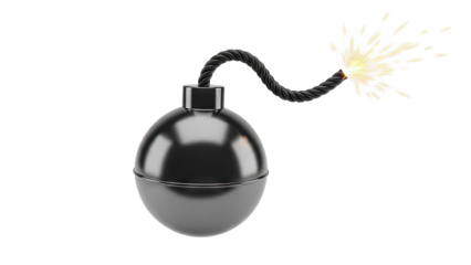 Exploding Bomb with Lit Fuse