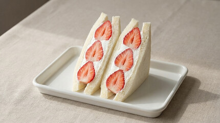 Strawberry Cream Sandwich Pair on Tray