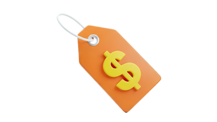 Orange Price Tag with Yellow Dollar Sign