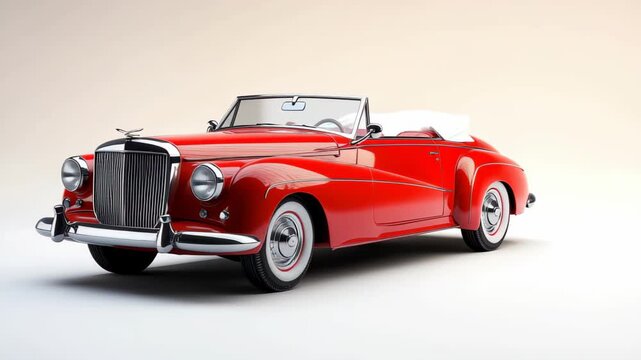 Classic red convertible car showcasing timeless design and elegance in a clean studio setting