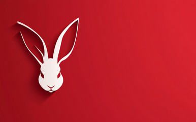 Obraz premium easter bunny ears cut out on a red background