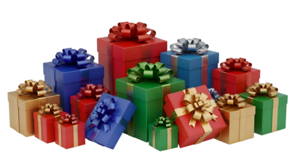 Colorful Gift Boxes with Ribbons and Bows.