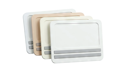 Set of four identical modern tablets in neutral colors