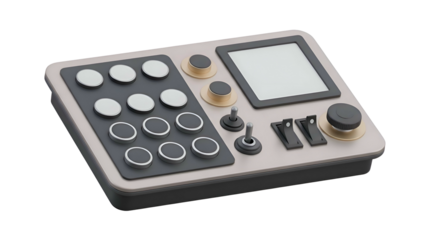 Electronic Control Panel with Buttons and Screen.