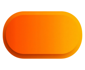 Orange rounded rectangle shape with gradient effect isolated on transparent background