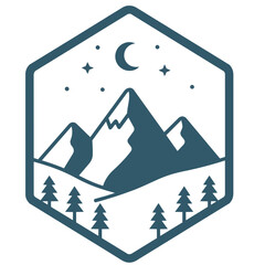 Mountain Night Landscape Emblem