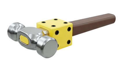 Stylized Hammer with Yellow Cube and Brown Handle