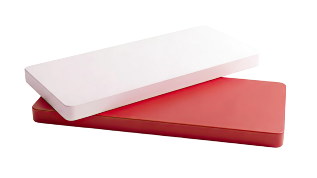 Two rectangular blocks, one pink and one red, on a white background - Powered by Adobe