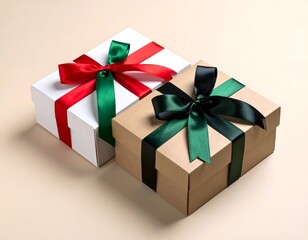 Obraz premium A Square Box Wrapped in Matte Paper with Ribbon Bands