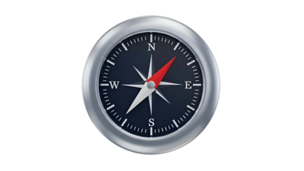 Compass with Red Needle Direction Indicator.