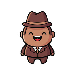 Obraz premium Cartoon Man in Suit and Hat Illustration