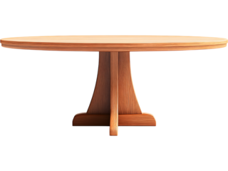 Round wooden table isolated on transparent background. Ideal for interior design, furniture mockups, product displays, and modern home visuals.