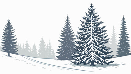 Obraz premium Winter Forest Scene with SnowCovered Evergreen Trees.
