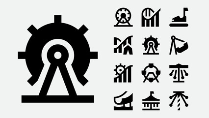 Travel Attractions and Landmark Icon Set