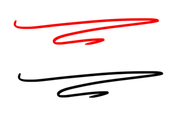 Hand drawn swoosh underline strokes in red and black isolated on transparent background PNG