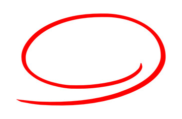 Hand drawn red oval circle highlight mark isolated on transparent background PNG