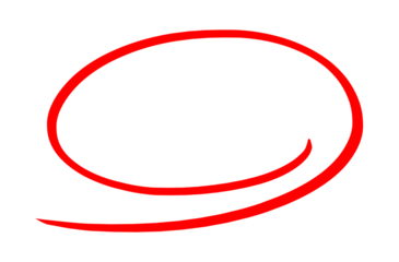 Hand drawn red oval circle highlight mark isolated on transparent background PNG