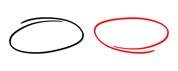 Hand drawn oval circle highlight outlines set isolated on transparent background PNG