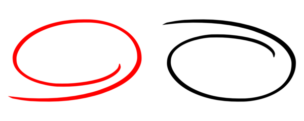 Hand drawn circle and oval highlight marks set isolated on transparent background PNG