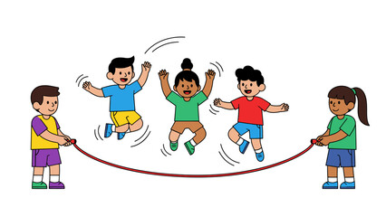 Fototapeta premium Happy Children Playing Jump Rope Together