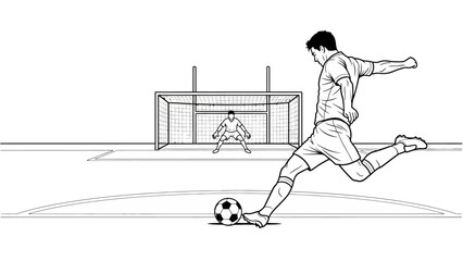 Soccer Strike: A player takes aim with the ball during a penalty kick, the anticipation hangs heavy in the air.