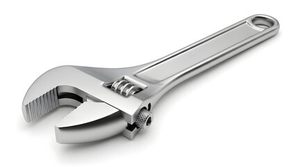 Obraz premium Plain Adjustable Wrench Isolated on White Background Hand Tool 
