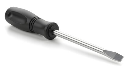 Plain Flathead Screwdriver Isolated on White Background Hand Tool
