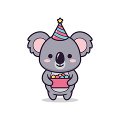 Cute Koala Bear Celebrating Birthday with Gifts © TahminaStock