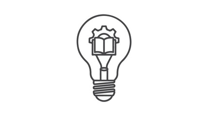 Obraz premium Black light bulb with gear and book on white background education idea