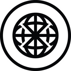 Obraz premium Silhouette abstract global network connection sphere with radial arrows modern icon illustration vector