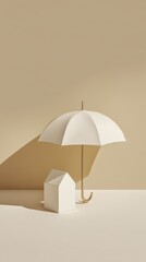 ivory gradient umbrella over home shape with shadow base