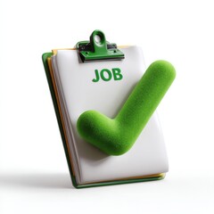 Job approval concept with green checkmark on clipboard