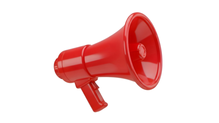Red Plastic Megaphone Loudspeaker Isolated.
