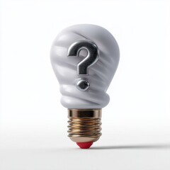 Innovative conceptual light bulb with question mark symbolizing ideas and curiosity
