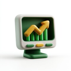 Computer monitor with rising arrow symbolizing growth and success