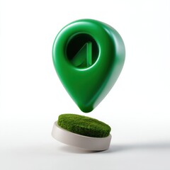 Eco-friendly location icon with green pin and moss detail