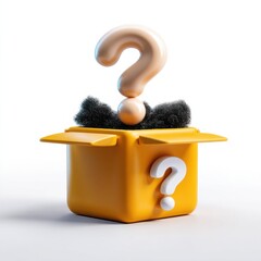 Yellow box with question mark and black foam inside