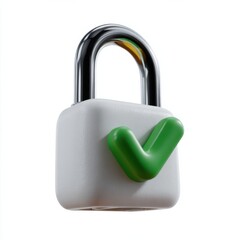 Secure padlock with green checkmark symbolizing approval and safety
