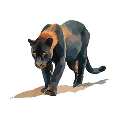 Majestic Black Panther Vector Illustration Powerful Wild Animal.