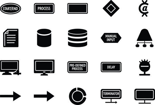 Flowchart symbols vector set