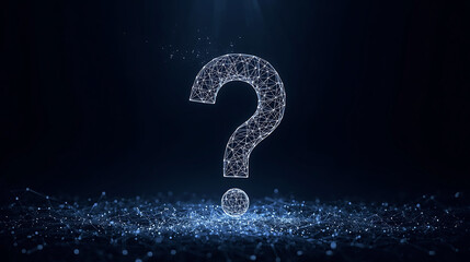 Digital question mark glowing in a futuristic technology style