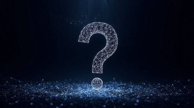 Digital question mark glowing in a futuristic technology style - Powered by Adobe