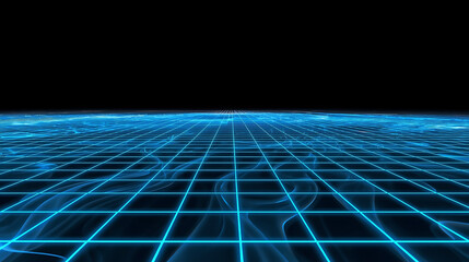 Futuristic Digital Grid Horizon with Neon Lines Imagined as a Cyber Network Scene