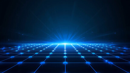 Futuristic Digital Grid with Light Waves and Abstract Technology Background