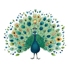 Majestic Peacock Illustration with Vibrant Feathers.