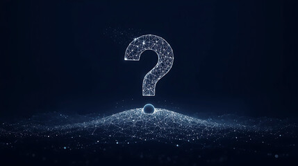 Glowing question mark made of network connections and stars in space
